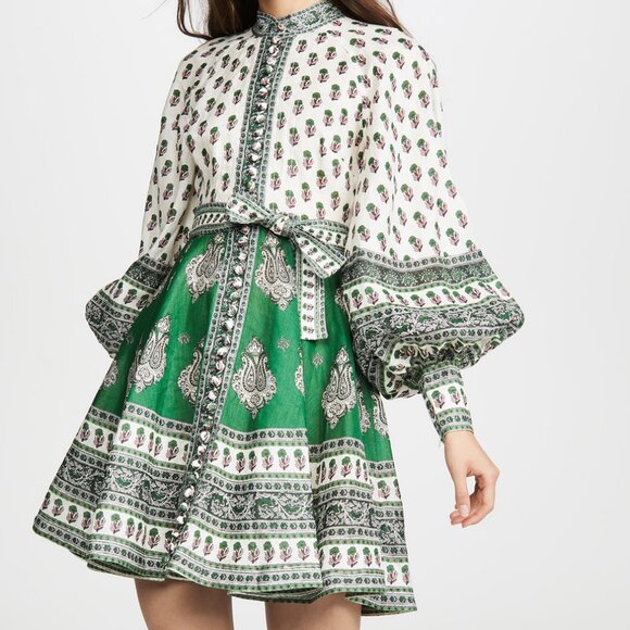 Zimmermann Green Embroidery Mini Dress - Picture 1 of 9